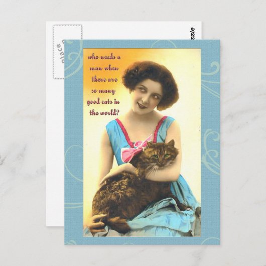 die zo veel goede katten nodig hebben om een man t briefkaart (Voorkant / Achterkant)