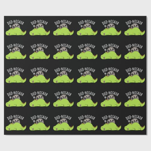 Died-nosaur Grappige Dinosaurus Puns Donker BG Cadeaupapier (Vlak)