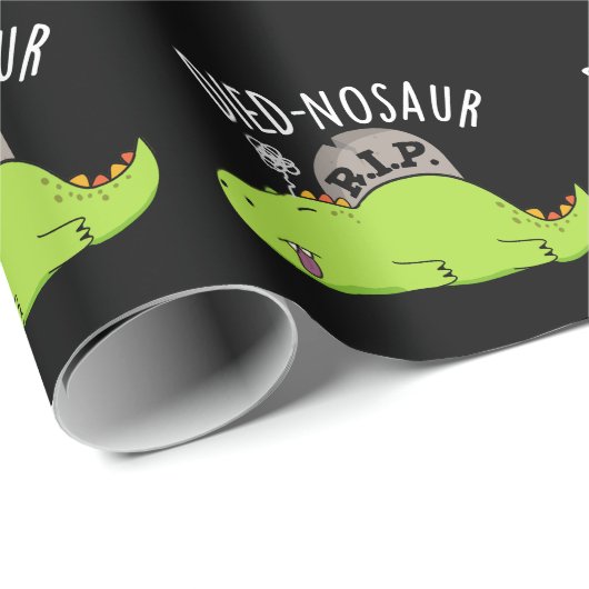 Died-nosaur Grappige Dinosaurus Puns Donker BG Cadeaupapier (Rol Hoek)