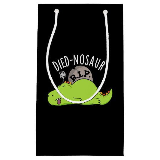 Died-nosaur Grappige Dinosaurus Puns Donker BG Klein Cadeauzakje (Voorkant)