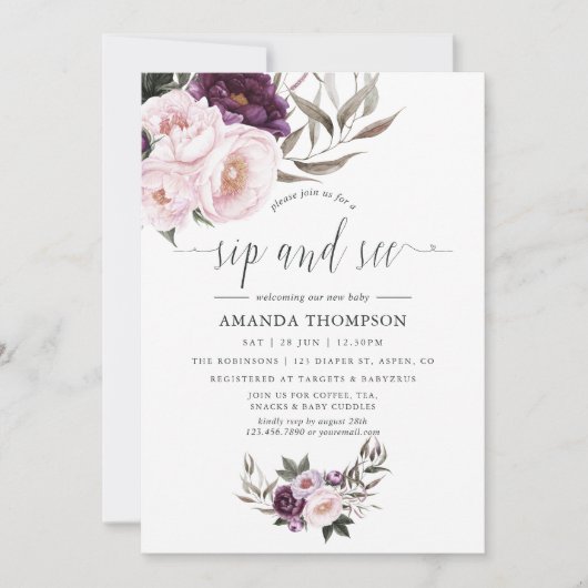 Dieep Velvet Floral Sip en Zie Kaart (Voorkant)