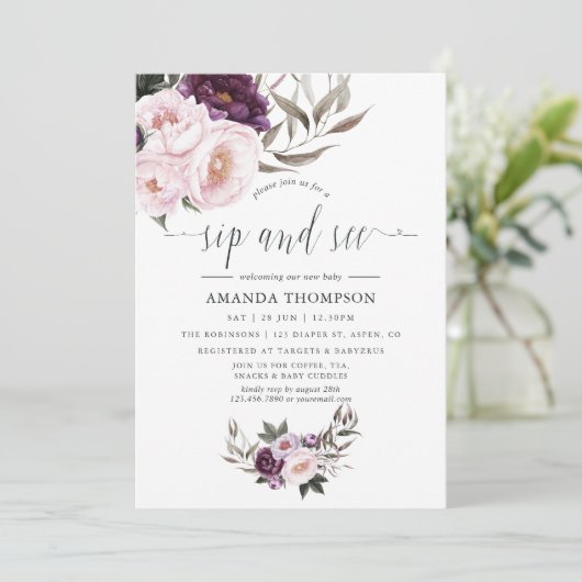 Dieep Velvet Floral Sip en Zie Kaart (Staand voorkant)