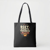 Dieet begint morgen - Retro speelse pootafdruk Tote Bag (Voorkant)