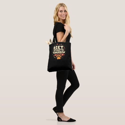 Dieet begint morgen - Retro speelse pootafdruk Tote Bag (Op model)