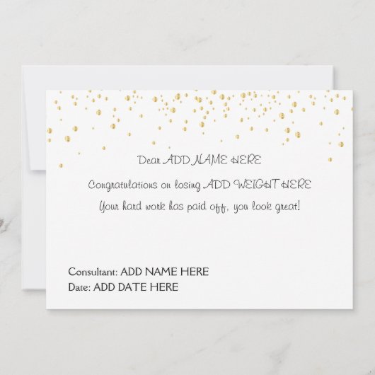 Dieet Fitness Gewichtsverlies Slim Club Gefelicite Kaart (Achterkant)