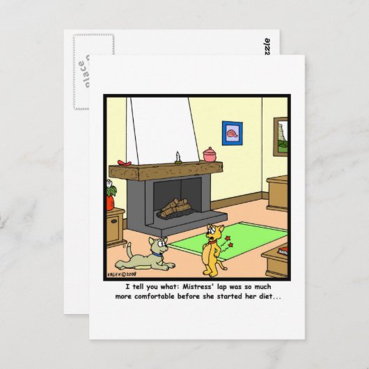 Dieet: Kat-Cartoon Briefkaart (Voorkant / Achterkant)