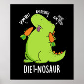 Dieet-nosaur Grappige Dinosaurus Puns Donker BG Poster (Voorkant)