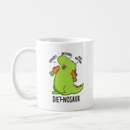 Dieet-nosaurus Grappige Dinosaurus Woordspelingen Koffiemok (Links)