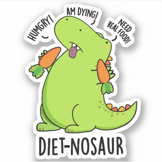 Dieet-nosaurus Grappige Dinosaurus Woordspelingen Sticker (Voorkant)