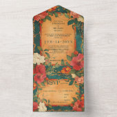 🌹Dieetkeuze Roos Romance: Art Nouveau All In One Uitnodiging (Binnen)