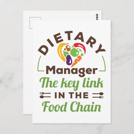 Dieetmanager de belangrijkste schakel in de voedse briefkaart (Voorkant / Achterkant)