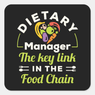 Dieetmanager de belangrijkste schakel in de voedse vierkante sticker