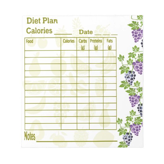 Dieetplan Tracker Notitieblok (Voorkant)