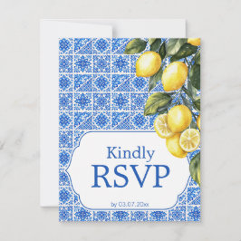 🌈 Dieetvereiste + QR Azul & Limone Romance RSVP Kaartje