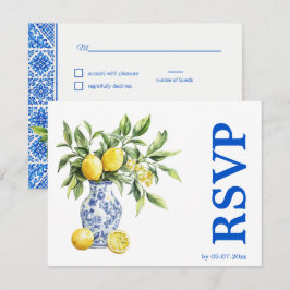 💙🍋Dieetvoorkeuren Azul & Limone Romance RSVP Kaartje