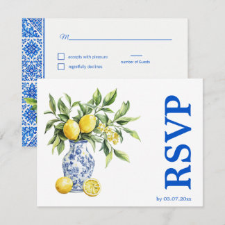 💙🍋Dieetvoorkeuren Azul & Limone Romance RSVP Kaartje