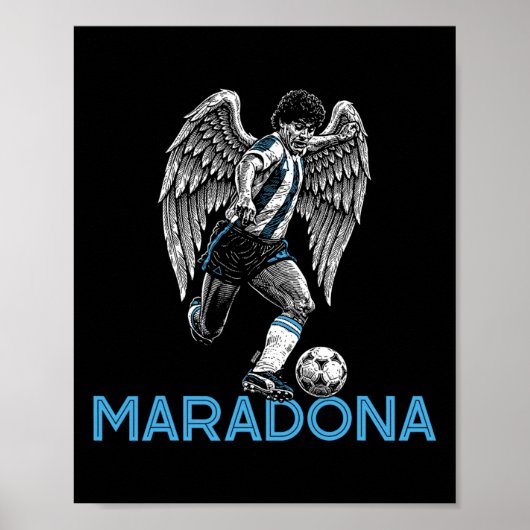 Diego Maradona gescheurde engelenvleugels D10s Voe Poster (Voorkant)