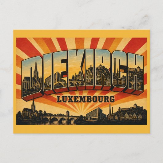 Diekirch Luxemburg Kerk Briefkaart (Voorkant)