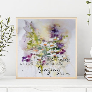 Dien de Heer met blijdschap bloem Poster
