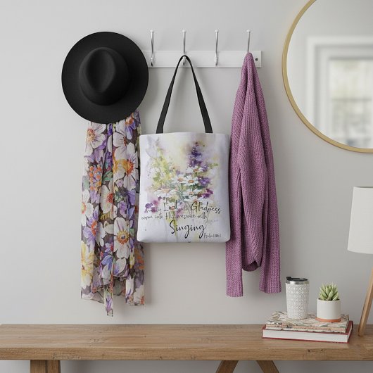 Dien de Heer met blijdschap bloem Tote Bag