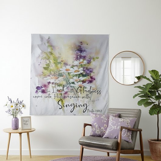 Dien de Heer met blijdschap bloem Wandkleed