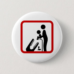 Dien geen Baby aan de Krokodildierentuin. Ronde Button 5,7 Cm