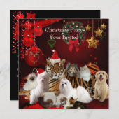 Dien kerstfeest met tijgerkatten honden kaart (Voorkant / Achterkant)