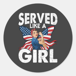 Diende Als Een Meisje Vrouwelijke Veteranen Milita Ronde Sticker