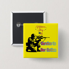 Dienst aan de Natie geel Vierkante Button 5,1 Cm