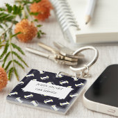 Dienst auto witte silhouet patroon blauw sleutelhanger (Voorkant Rechts)
