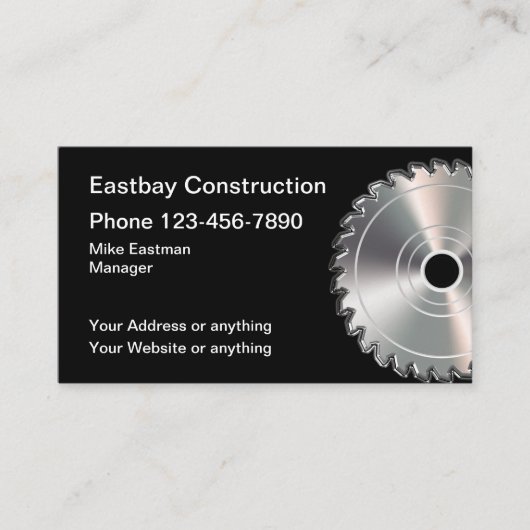 dienst constructie cirkelzaagblad visitekaartje (Voorkant)