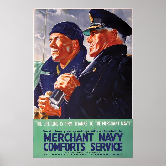 Dienst Koopvaardij Troost Service Poster, Groot Poster (Voorkant)