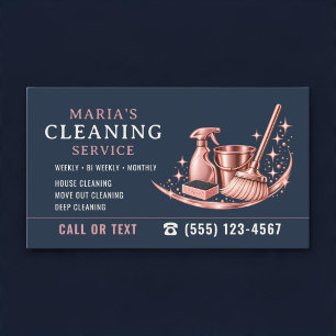 Dienst Schoonmaak Huishoud Pink Navy Blauw Visitekaartje