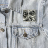 Dienst van de Joodse Synagogue Vierkante Button 5,1 Cm (In situ)