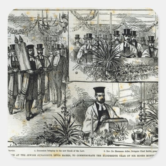 Dienst van de Joodse Synagogue Vierkante Sticker (Voorkant)