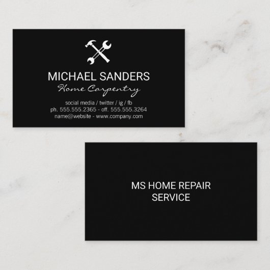 Dienst voor thuisreparatie | Hardware Gereedschap Visitekaartje (Voorkant / Achterkant)