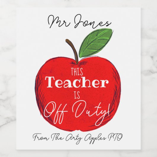 dienstdoende leraar wijn etiket (Enkel label)