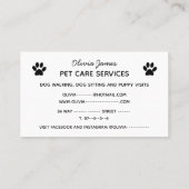 Diensten in verband met de behandeling van gezelsc visitekaartje (Achterkant)