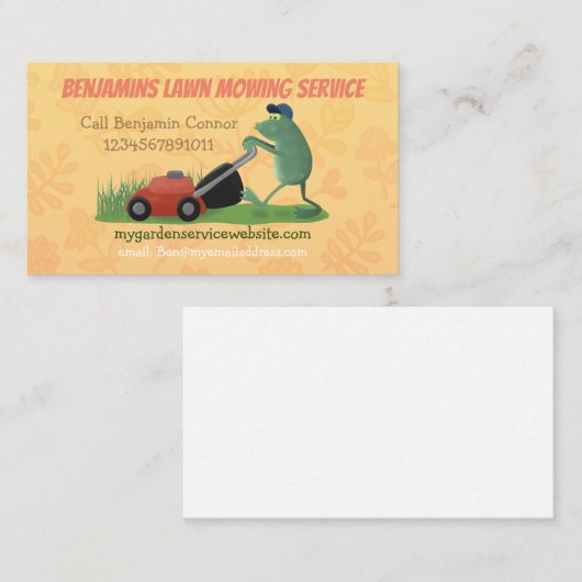 Diensten in verband met de tuinbouw van grasmaaier visitekaartje (Voorkant / Achterkant)