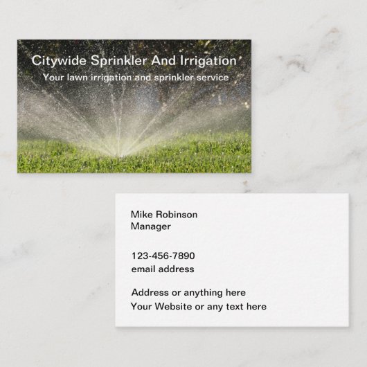 Diensten in verband met grasprinkler en irrigatie visitekaartje (Voorkant / Achterkant)