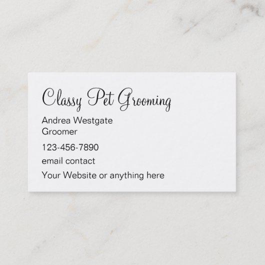 Diensten in verband met klaspet visitekaartje (Achterkant)