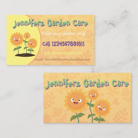 Diensten in verband met tuinzorg voor cartoons visitekaartje (Voorkant / Achterkant)