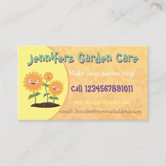 Diensten in verband met tuinzorg voor cartoons visitekaartje (Voorkant)