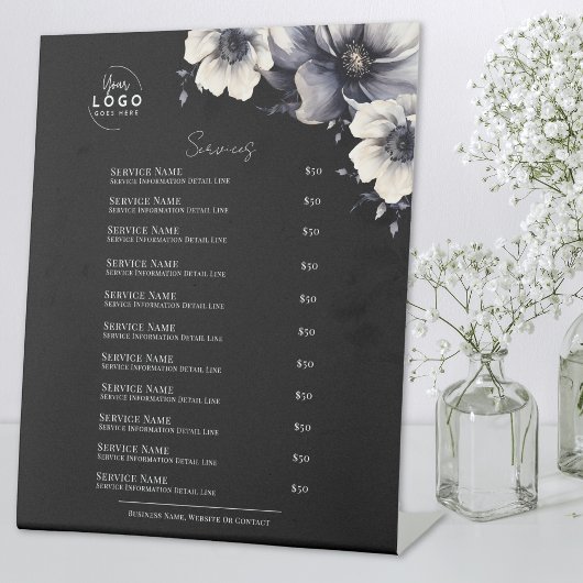 Diensten van Black White Spa Reclamebord Met Voetstuk