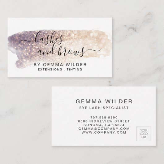 Diensten van Glitter Lash Brow Visitekaartje (Voorkant / Achterkant)