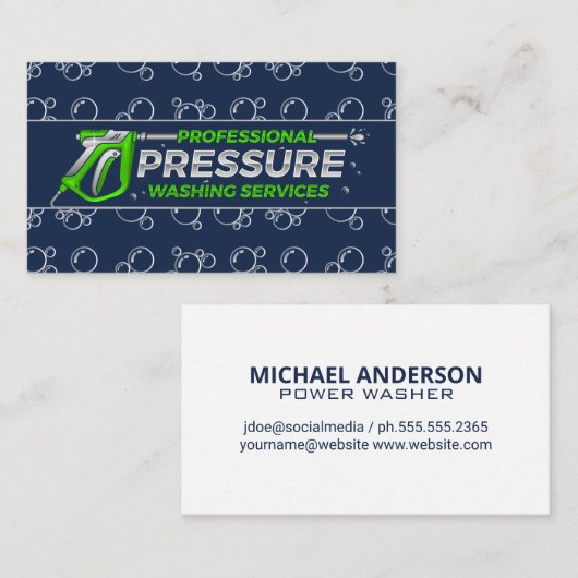 Diensten voor drukreiniging | Zeepbellen Visitekaartje (Voorkant / Achterkant)