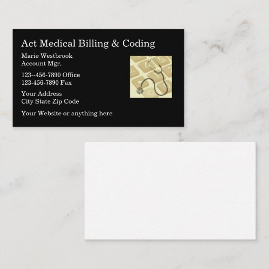 Diensten voor facturering en codering van medische visitekaartje (Voorkant / Achterkant)