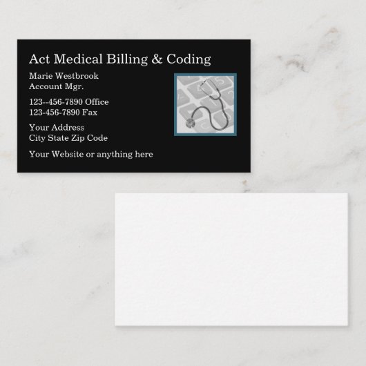 Diensten voor facturering en codering van medische visitekaartje (Voorkant / Achterkant)