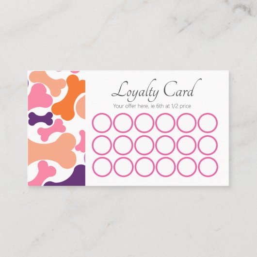 Diensten voor gezelschapsdieren van hondenbeendere klantenkaartje (Achterkant)