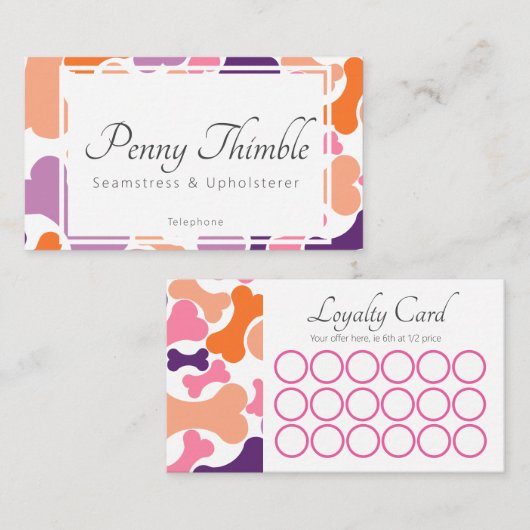 Diensten voor gezelschapsdieren van hondenbeendere klantenkaartje (Voorkant / Achterkant)